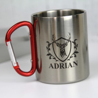 personalised Stag Crest Carabiner Mug