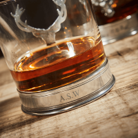 English Pewter Double Stag Head Whisky Glasses Gift Set