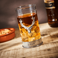 English Pewter Stag Head Highball Glass
