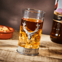 English Pewter Stag Head Highball Glass