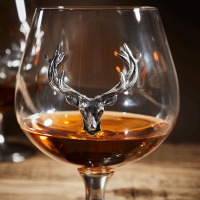English Pewter Stag Head Snifter Glass Set
