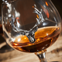 English Pewter Stag Head Snifter Glass Set