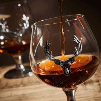 English Pewter Stag Head Snifter Glass Set