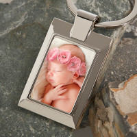 Personalised New Baby Photo Upload Metal Keyring