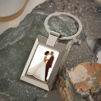 Personalised Wedding Photo Upload Metal Keyring