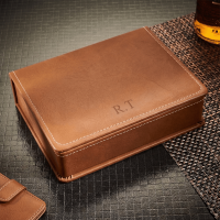 Deluxe Hip Flask Gift Set Tan