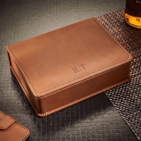 Deluxe Hip Flask Gift Set Tan