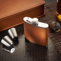 Deluxe Hip Flask Gift Set Tan