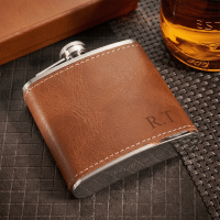 Deluxe Hip Flask Gift Set Tan