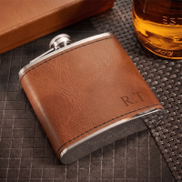 Deluxe Hip Flask Gift Set Tan