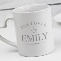 personalised Tea Lover Heart Handle Mug