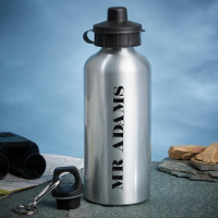 personalised name silver water bottle