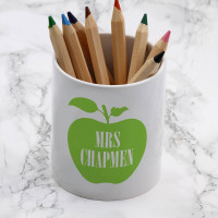 personalised teacher apple pen pot