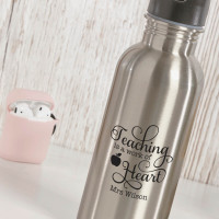 personalised Teaching Work of Heart Water Bottle with Straw
