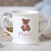 Personalised Baby Girl Teddy Bear Christening Mug