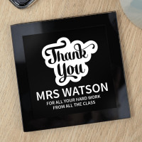 personalised Thank You Bubble Black Glass Coaster