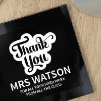 personalised Thank You Bubble Black Glass Coaster