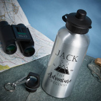personalised adventure begins silver water bottle