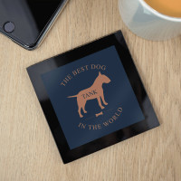 personalised Dog Black Glass Coasters