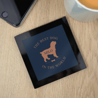 personalised Dog Black Glass Coasters