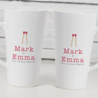 personalised The Perfect Match Latte Mugs