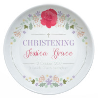 personalised Rose Christening Plate 