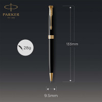 Parker Sonnet Duo Gift Set with Ballpoint Pen & Fountain Pen (18K Gold Nib) | Gloss Black with Gold Trim 