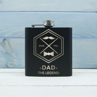 personalised LEGEND DAD'S BLACK HIP FLASK