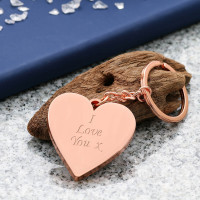 personalised Rose Gold Heart Keyring