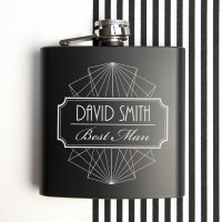 personalised Best Man Black Hip Flask