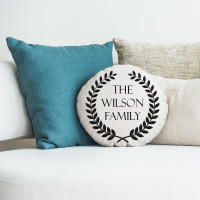 personalised Family Wreath Round Cushion