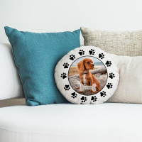 personalised Dog Paw Round Photo Cushion 18"