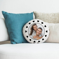 personalised heart frame round cushion