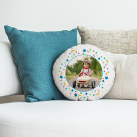 personalised Boys Moon & Stars Round Photo Cushion 18"