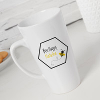 personalised Bee Happy Tall Latte Mug