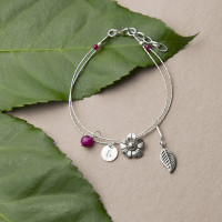 personalised Forget Me Not Friendship Bracelet - Ruby