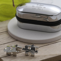 personalised Jigsaw Puzzle Piece Cufflinks Gift Set
