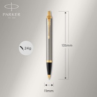 Parker IM Ballpoint and Rollerball Pen Gift Set | Brushed Metal with Gold Trim