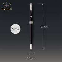 Parker Sonnet Duo Pen Set with Ballpoint and Rollerball Pen | Gloss Black with Chrome Trim 