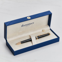 personalised Waterman Hemisphere Ball Pen - Black & Gold