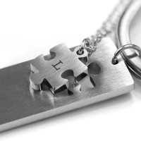 personalised Puzzle Piece Necklace & Keyring Set