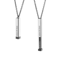 personalised Black & Silver Hidden Message Capsule Necklace