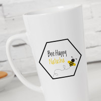 personalised Bee Happy Tall Latte Mug