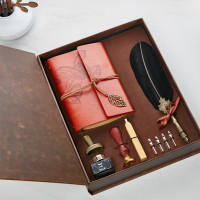 Large Black Feather Quill Pen Gift Set