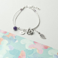 personalised Forget Me Not Friendship Bracelet - Amethyst