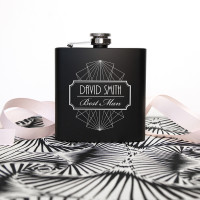 personalised Best Man Black Hip Flask