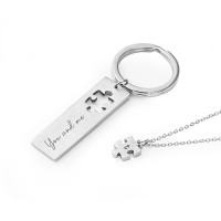 personalised Puzzle Piece Necklace & Keyring Set