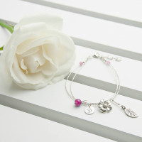 personalised Forget Me Not Friendship Bracelet - Ruby