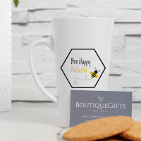 personalised Bee Happy Tall Latte Mug