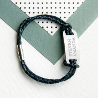 personalised Men's Leather Bracelet - Navy